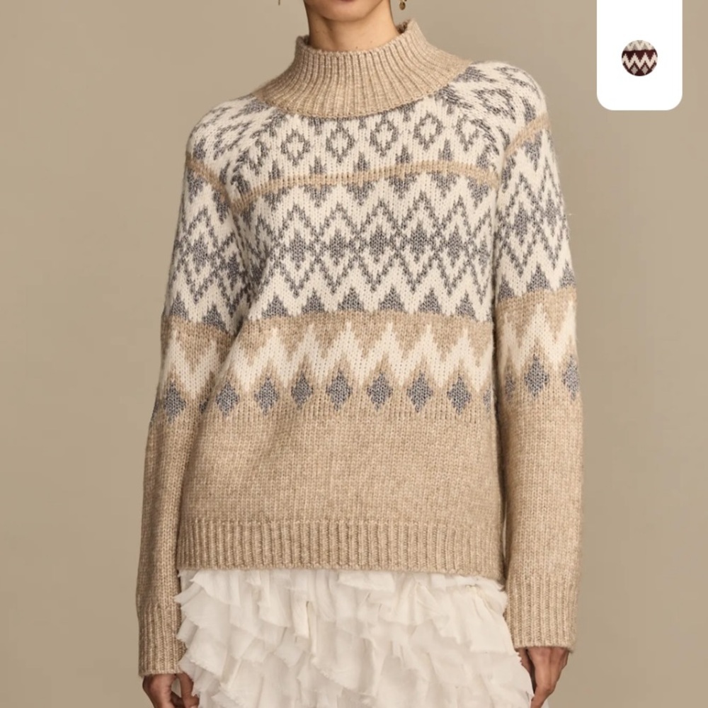 NWT Lucky Brand Women's Fair Isle Mock Neck Sweater Sz medium